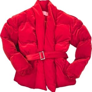 AZALEA WANG Velvet Red Wrap Puffer